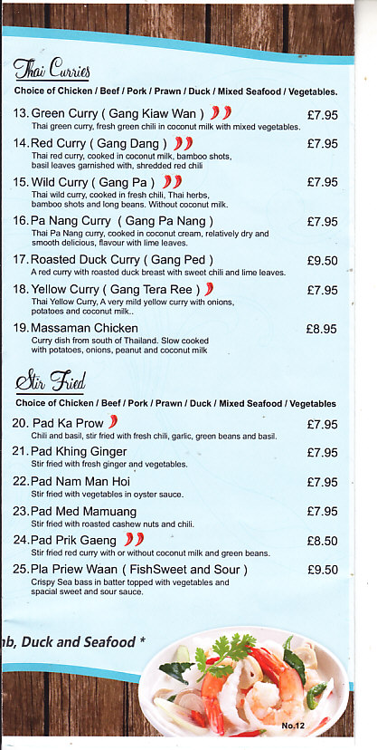 Pad Thai Cafe Menu in Shrewsbury