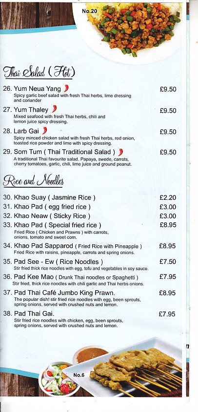 Pad Thai Cafe Menu in Shrewsbury