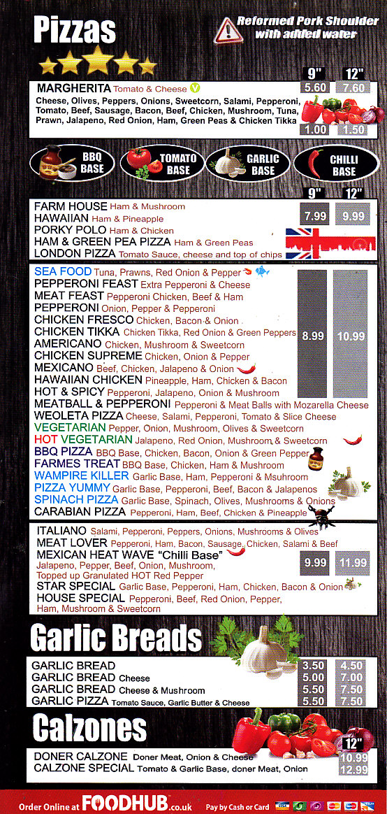 Star Pizza & Kebab House menu Shrewsbury