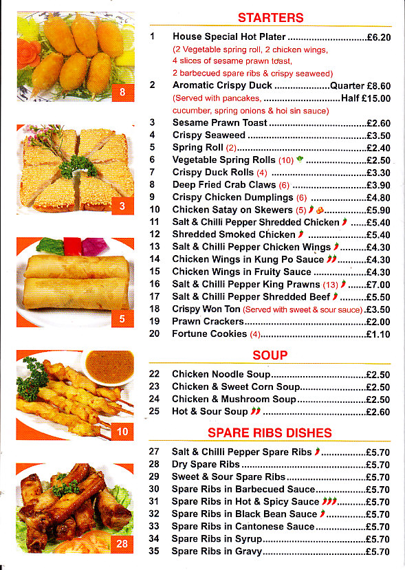 Kwan Tung  Menu in Oswestry