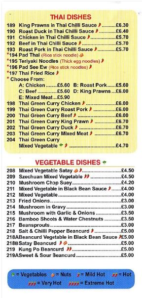 Kwan Tung  Menu in Oswestry