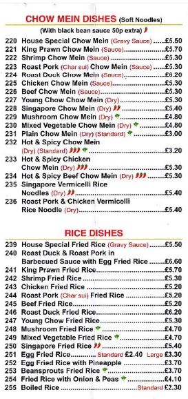 Kwan Tung  Menu in Oswestry