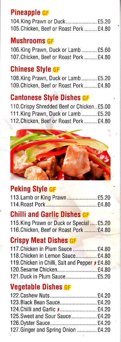 Lantern chinese menu in Newtown SY16