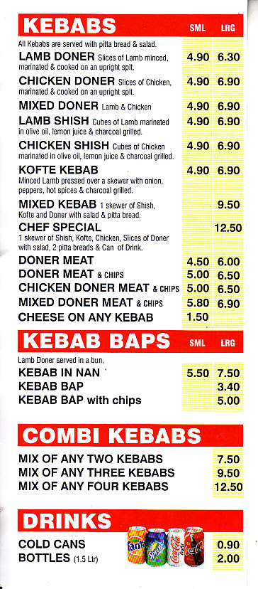 Rambo's menu in Newtown SY16