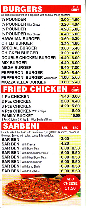 Rambo's menu in Newtown SY16