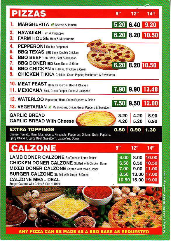 Rambo's menu in Newtown SY16