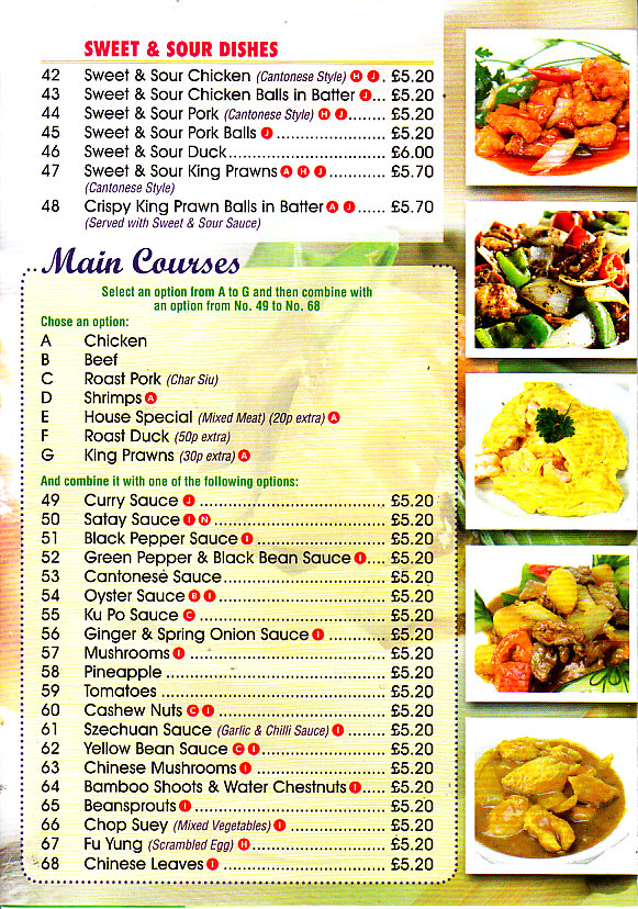 DRAGON BOAT Menu in Oswestry